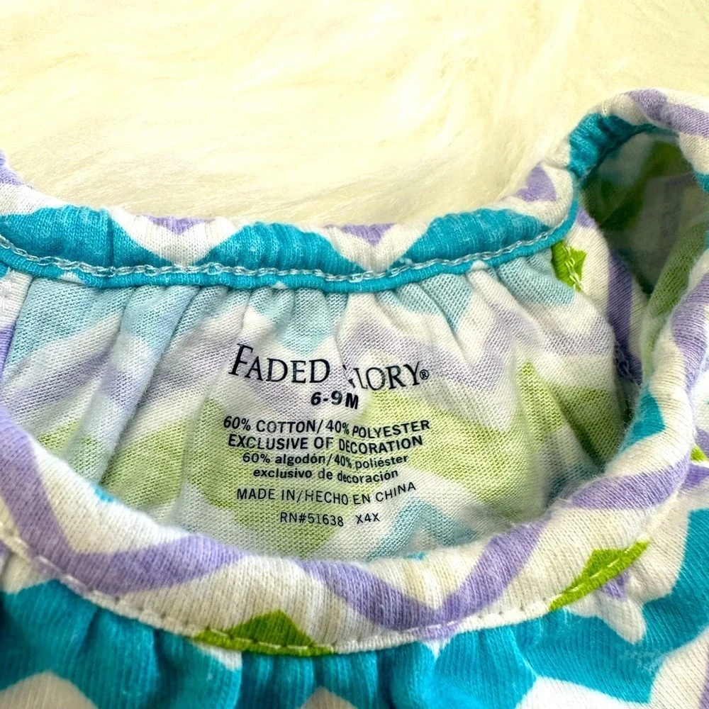 5/$30 Faded Glory 6-9 Baby Girl Romper & Headpiece Matching Outfit​